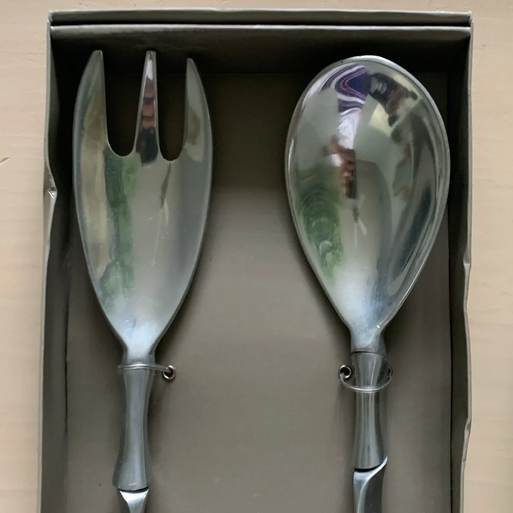 Pier 1 Imports Metal 2‎ Piece Serveware Set new.